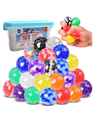 Paquete de 24 Pelotas Antiestrés YIQUDUO - 4.57 cm - Alivio de Ansiedad