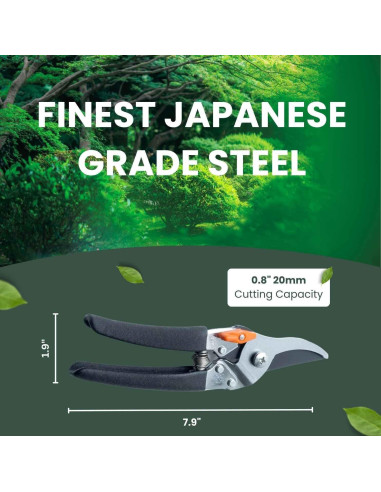 Tijeras de Poda Saboten 20mm - Acero Japonés Premium, Ergonomía