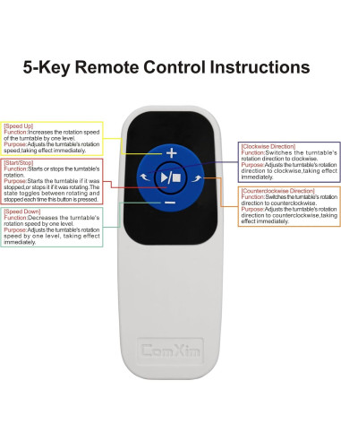 Giradiscos Eléctrico ComXim 15 cm Control Remoto 5 kg
