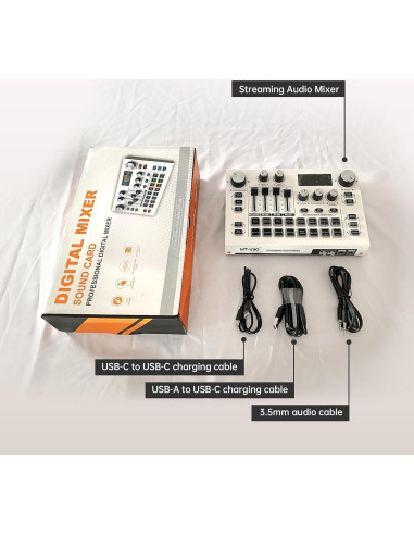 Mezclador de Audio MT-VIKI con Pantalla LCD 2.25" para Streaming
