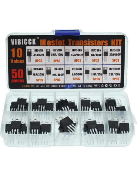 Kit 50 Transistores MOSFET VIBICCK IRFZ44N IRF510N y más Kit 50 Transistores MOSFET VIBICCK IRFZ44N IRF510N y más