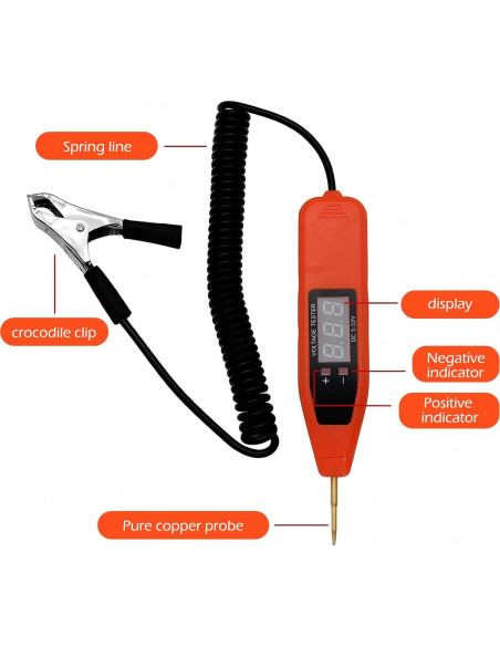 Probador de Voltaje Automotriz Arwrilt ARWJCB5900OR-1PC 5-32V Probador de Voltaje Automotriz Arwrilt ARWJCB5900OR-1PC 5-32V