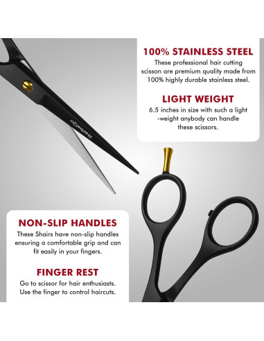 Tijeras de Corte de Cabello BarbaQo 16.5 cm Acero Inoxidable