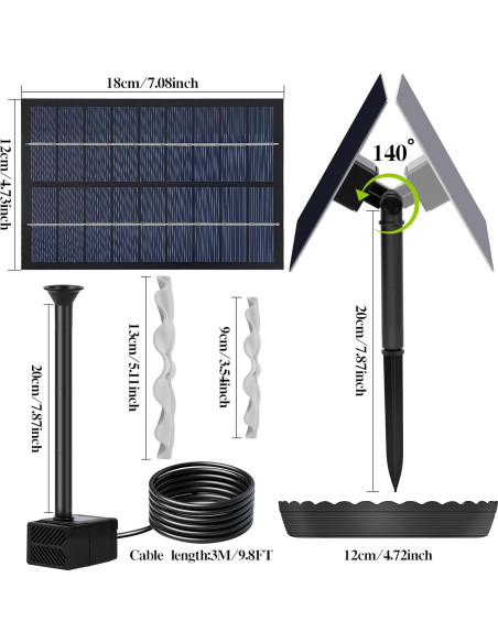 Fuente de Agua Solar LAWOHO 2.8W 9V Ajustable para Jardín Fuente de Agua Solar LAWOHO 2.8W 9V Ajustable para Jardín