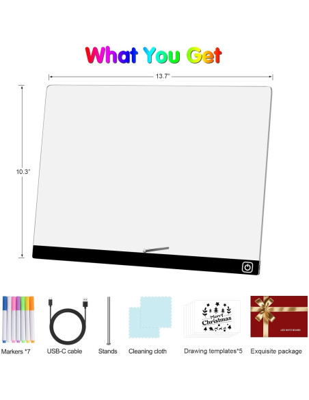 Tablero de Notas LED Hansanti 34.8x25.4cm 7 Colores con Marcadores Tablero de Notas LED Hansanti 34.8x25.4cm 7 Colores con Marcadores