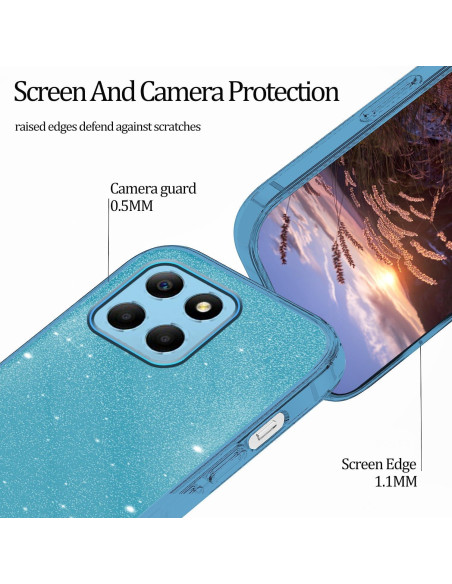 Funda Honor X6 Brillante a Prueba de Golpes Wousunly Azul Funda Honor X6 Brillante a Prueba de Golpes Wousunly Azul