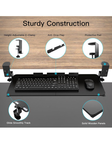 Bandeja de Teclado Ergonómica XTRIKE ME KBTR-001-BK Ajustable