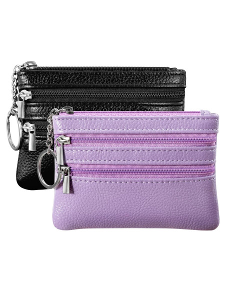 Monedero Compacto Chelmon 2 Pack con Llavero - Negro y Púrpura Monedero Compacto Chelmon 2 Pack con Llavero - Negro y Púrpura