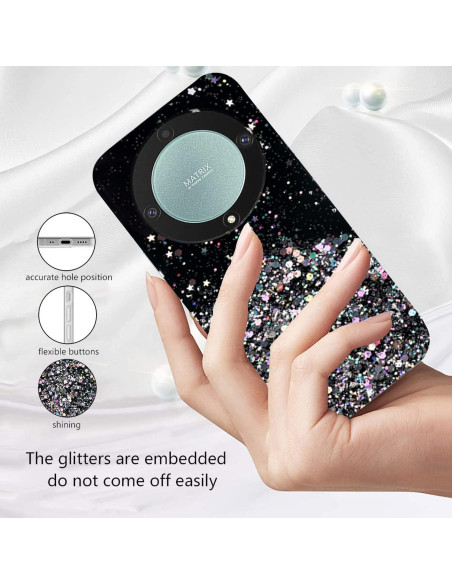 Funda de silicona brillante para Honor Magic 6 Lite - Negro Funda de silicona brillante para Honor Magic 6 Lite - Negro