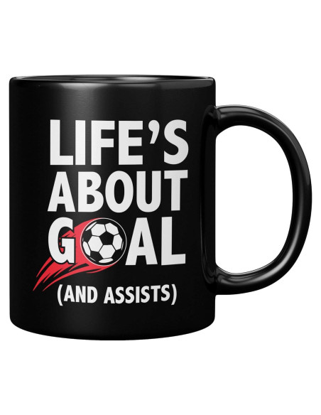 Taza de Cerámica Negra 11 oz Panvola - Metas y Asistencias Taza de Cerámica Negra 11 oz Panvola - Metas y Asistencias