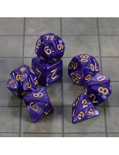 Conjunto de Dados Poliedricos CiaraQ 7 Piezas con Bolsa 2