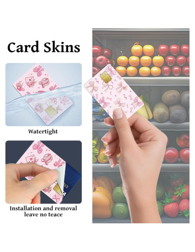Skin para Tarjeta de Crédito AFRITEE Lazos Rosa 4 Pcs