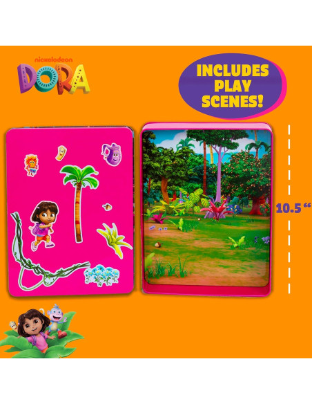 Juego Magnético de Dora 75 Piezas con Lata de Almacenamiento