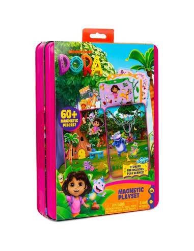 Juego Magnético de Dora 75 Piezas con Lata de Almacenamiento