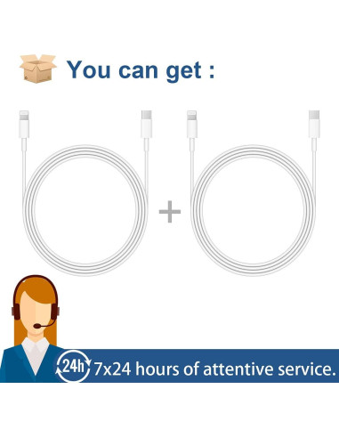 Cable de Carga Rápida USB C a Lightning ROMITAZ 2m - Paquete de 2