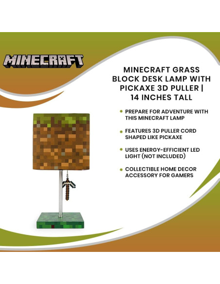 Lámpara de Escritorio LED Ukonic Minecraft Bloque de Hierba 35.56cm Lámpara de Escritorio LED Ukonic Minecraft Bloque de Hierba 35.56cm
