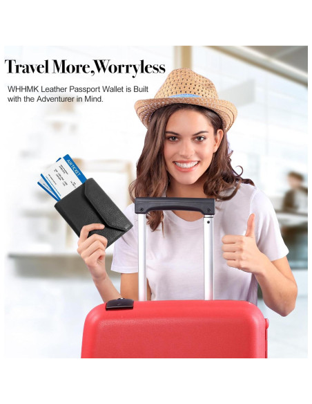 Portafolio de Pasaporte WHHMK Negro con Bloqueo RFID Portafolio de Pasaporte WHHMK Negro con Bloqueo RFID