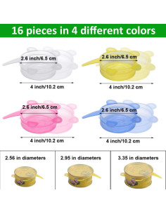 16 Tapas de Silicona Patelai Reutilizables 6.6-8.4 cm Multicolor 2