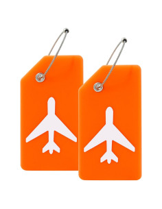 Etiquetas de Equipaje de Silicona Mziart 2 Pack Naranja