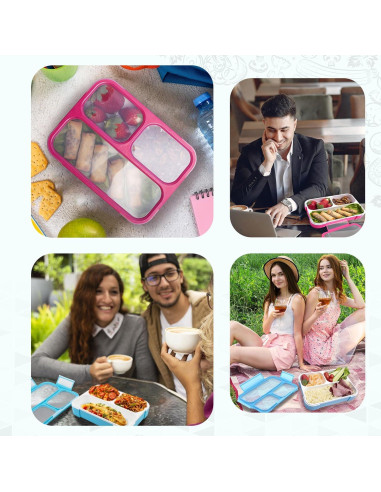 Paquete de 2 cajas de almuerzo bento Easy Togo 3 compartimentos