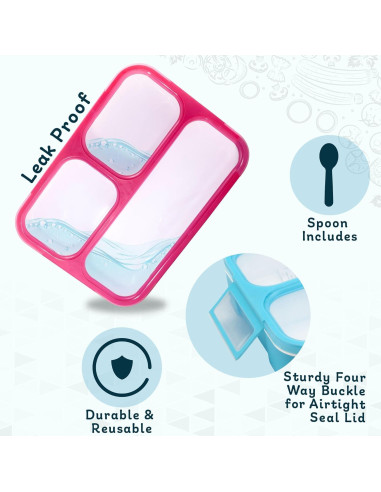 Paquete de 2 cajas de almuerzo bento Easy Togo 3 compartimentos