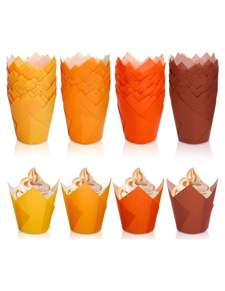 200 Forros de Cupcake Tulipán Whaline Otoño Naranja Amarillo Marrón 200 Forros de Cupcake Tulipán Whaline Otoño Naranja Amarillo Marrón