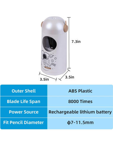 Sacapuntas Eléctrico Automático Tenwin TW8188-7 Plata