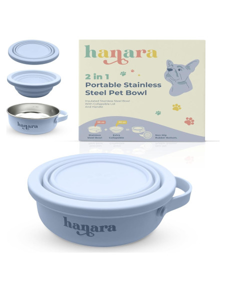 Cuenco para Perros HANARA 2-en-1 Acero Inoxidable 0.88L Azul Cuenco para Perros HANARA 2-en-1 Acero Inoxidable 0.88L Azul