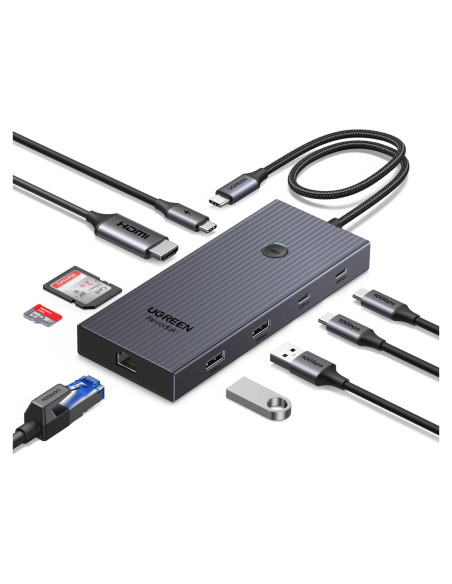 UGREEN Hub USB-C 9 en 1 con HDMI 4K, Ethernet Gigabit y Carga PD 100W UGREEN Hub USB-C 9 en 1 con HDMI 4K, Ethernet Gigabit y Carga PD 100W