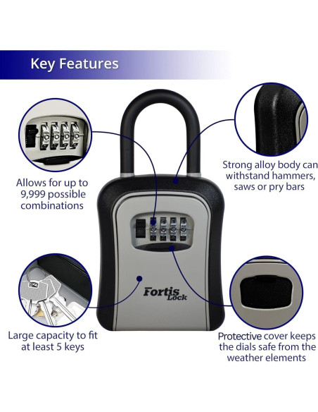 Caja de Seguridad Portátil Fortis Lock - Combinación Reajustable Caja de Seguridad Portátil Fortis Lock - Combinación Reajustable