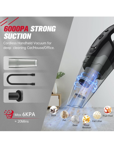 Aspiradora de Mano Inalámbrica BSRCO ATJ-2166 6000PA LED