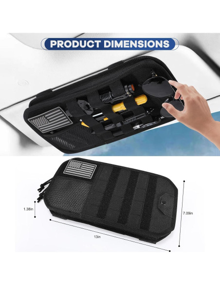 Organizador de Visera Solar Denchy 32.5x17.8cm Táctico Negro Organizador de Visera Solar Denchy 32.5x17.8cm Táctico Negro