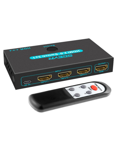 Interruptor HDMI Divisor 3 Puertos SGEYR 4K 30Hz con Control Remoto Interruptor HDMI Divisor 3 Puertos SGEYR 4K 30Hz con Control Remoto