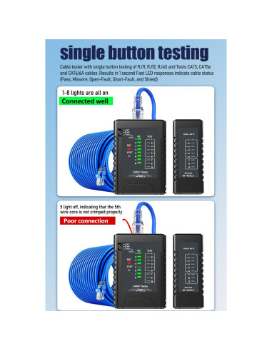 Probador de Cable de Red ZHOUCE NF-468CS - Ethernet, RJ45/RJ11