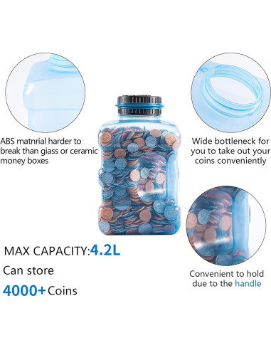 Hucha Digital Thyggzjbs 4.2L con Contador LCD para Monedas