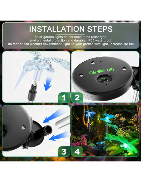 Luces de Jardín Solares Anordsem - 6 Cabezas LED Impermeables Luces de Jardín Solares Anordsem - 6 Cabezas LED Impermeables