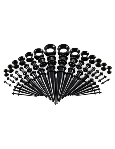 Kit de Estiramiento de Orejas 50 Piezas Czhotg Negro