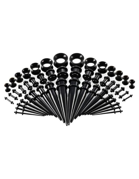 Kit de Estiramiento de Orejas 50 Piezas Czhotg Negro Kit de Estiramiento de Orejas 50 Piezas Czhotg Negro