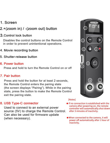 Control Remoto Inalámbrico AODELAN para Fujifilm con Pantalla OLED