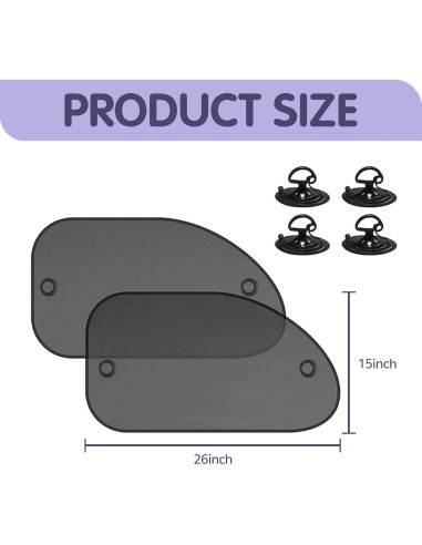 Cortinas Solares para Ventanas Laterales de Auto GRANDI 64.8x37.8cm