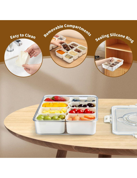 Contenedor Snackle Box Wauauwh 8 Compartimentos Portátil Contenedor Snackle Box Wauauwh 8 Compartimentos Portátil