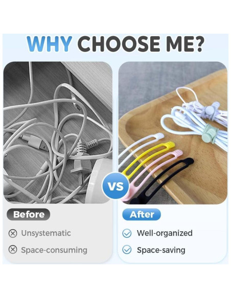 Organizador de Cables de Silicona OZDOZD 10 Piezas Multicolor Organizador de Cables de Silicona OZDOZD 10 Piezas Multicolor