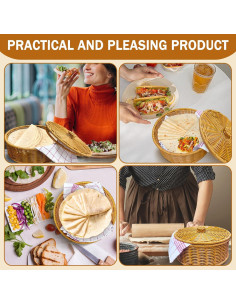 Calentador de Tortillas Ecoaterui con Canasta de Ratán y Toallas 2