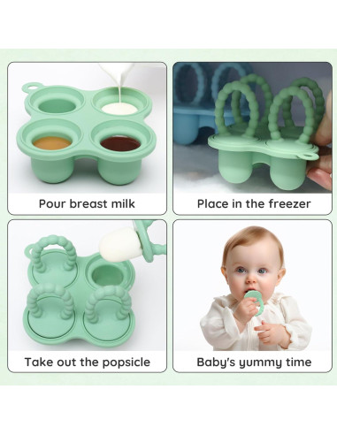 Molde de Helado para Bebés btrfe Verde - Silicona 100% Apta