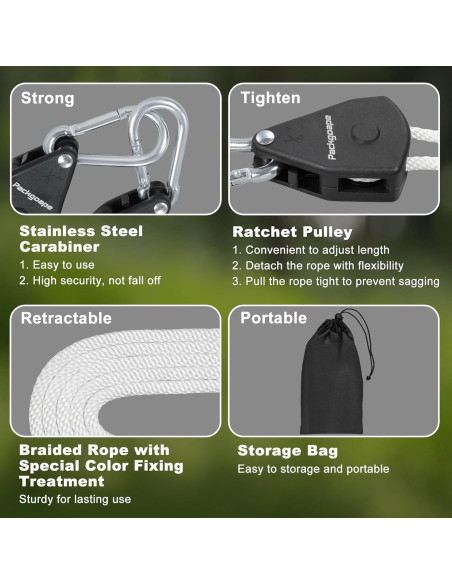 Cuerda de Ropa Retráctil Packgoape 5.8m con Clips y Poleas Cuerda de Ropa Retráctil Packgoape 5.8m con Clips y Poleas