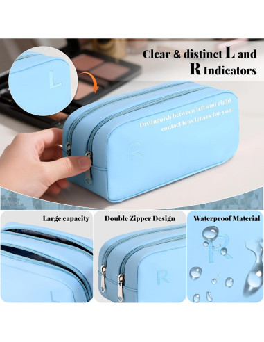 Estuche Organizador de Lentes de Contacto Azul - 100 Lentes