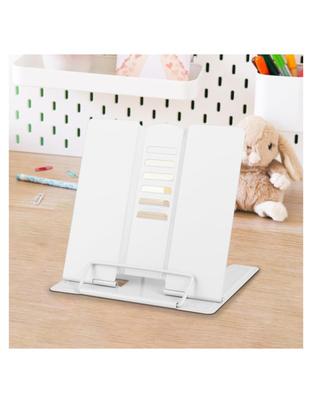 Soporte de Libro Ajustable Honagu de Metal Blanco 15x15.5 cm Soporte de Libro Ajustable Honagu de Metal Blanco 15x15.5 cm