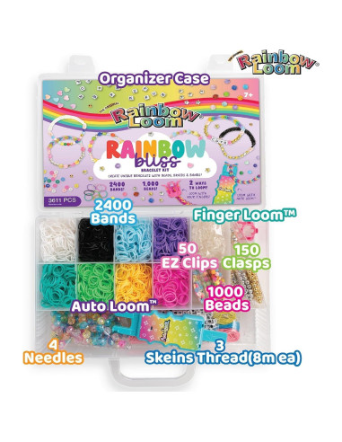 Kit de Manualidades Rainbow Loom AutoLoom Rainbow Bliss - 2400 Bandas y 1000 Perlas