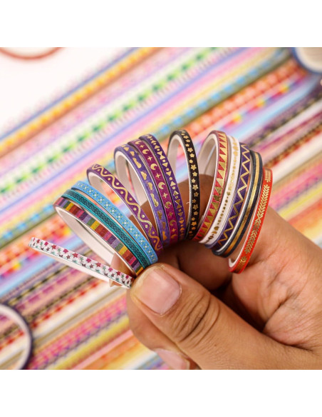 Set de 50 Rollos de Cinta Washi Delgada emmoLife 3mm con Foil Dorado Set de 50 Rollos de Cinta Washi Delgada emmoLife 3mm con Foil Dorado