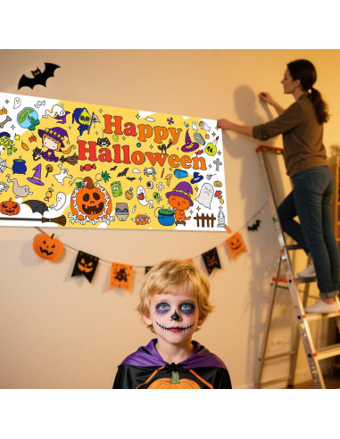 Póster Gigante para Colorear Halloween Zhzcncg 183x76 cm Papel